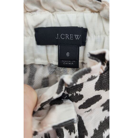 J. Crew Linen Blend Animal Print Leopard Cheeta Cropped Pants Size 6 Linen Blend - Picture 7 of 9